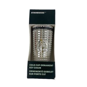 New STARBUCKS 2023 Mini Silver Cold Cup Ornament Keychain Sealed